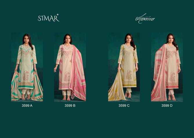 Aamira By Simar Glossy Printed Embroidery Lawn Cotton Dress Material Wholesale Online